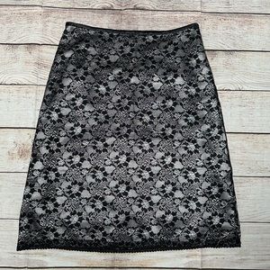Ann Taylor Black Floral Lace Skirt